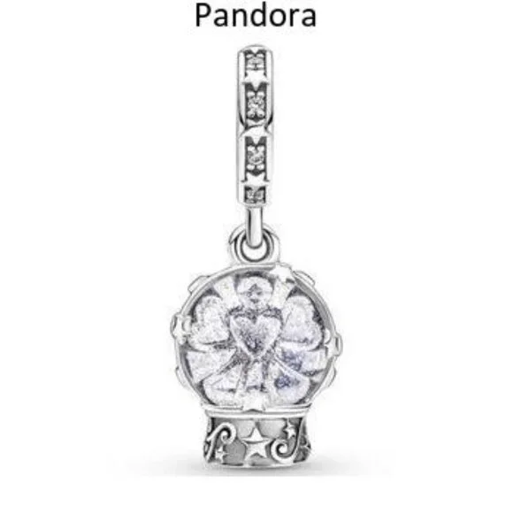 Pandora 925 Sterling Silver Snow Globe Angel Dangle Pendant Charm - Picture 5 of 5